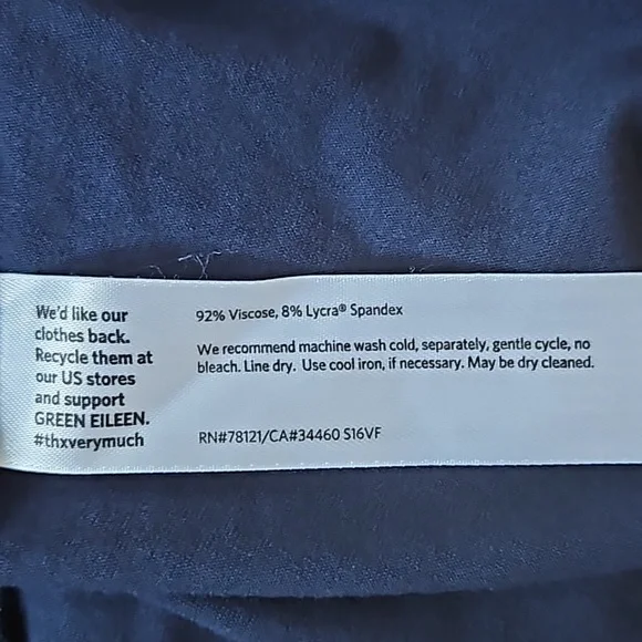 Eileen Fisher indigo scoop neck racer back viscose jersey dress-S - Picture 10 of 11